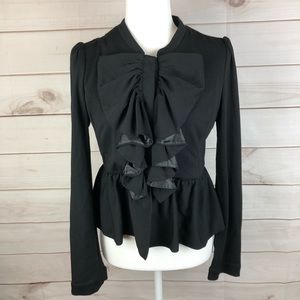 Anthropologie Bow Ruffle Blazer By Elevenses Top